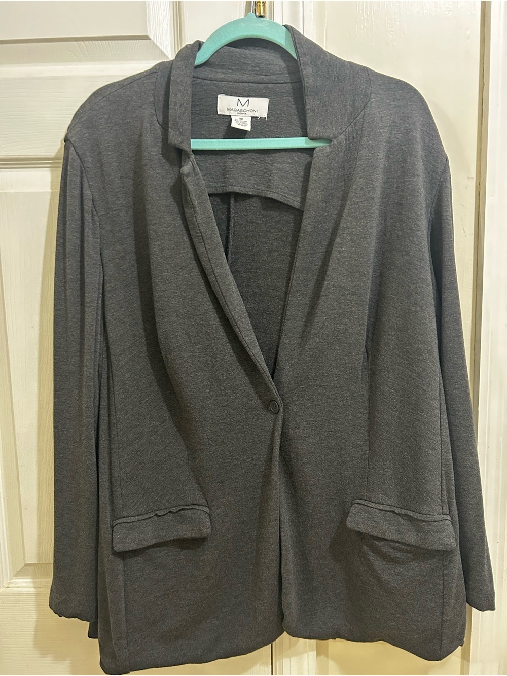 Magaschoni Women's Plus Dark Gray Open Knit Blazer Jacket Size 3X